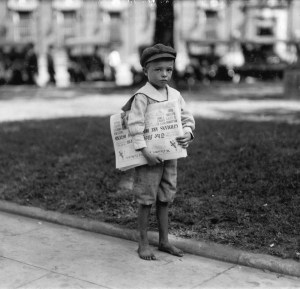 Lewis Hine - 7 year old Ferris. Tiny newsie who did not know enough to make change for investigator. Mobile, Alabama, 1914