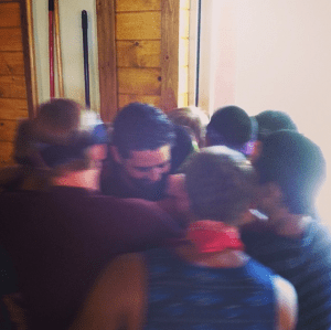 The guys giving me a group birthday hug.